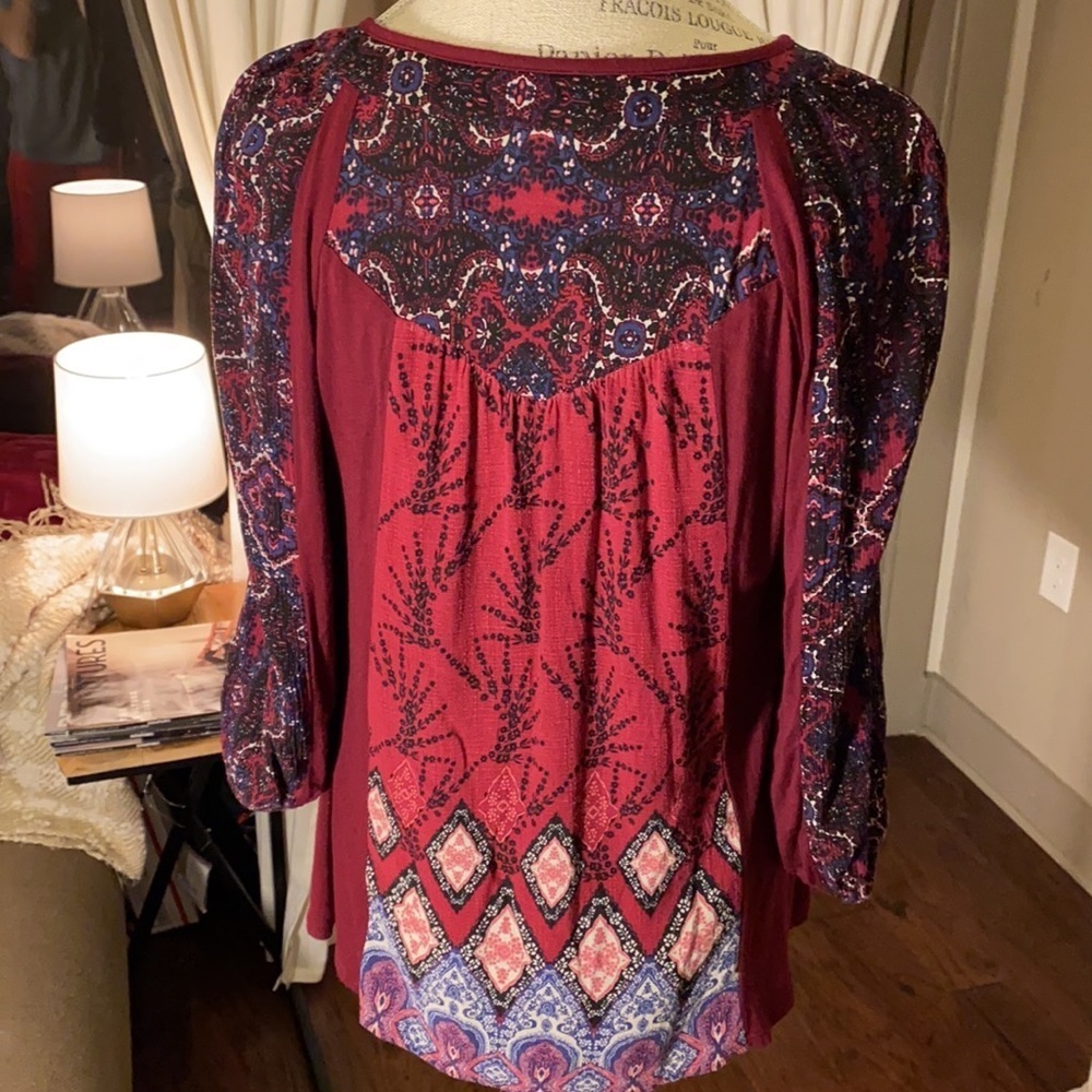 Fig & Flower plum maroon top women’s blouse Small - Picture 6 of 9